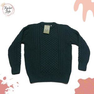 TheIrishStore Aran Knit Wool Sweater Medium-Unisex